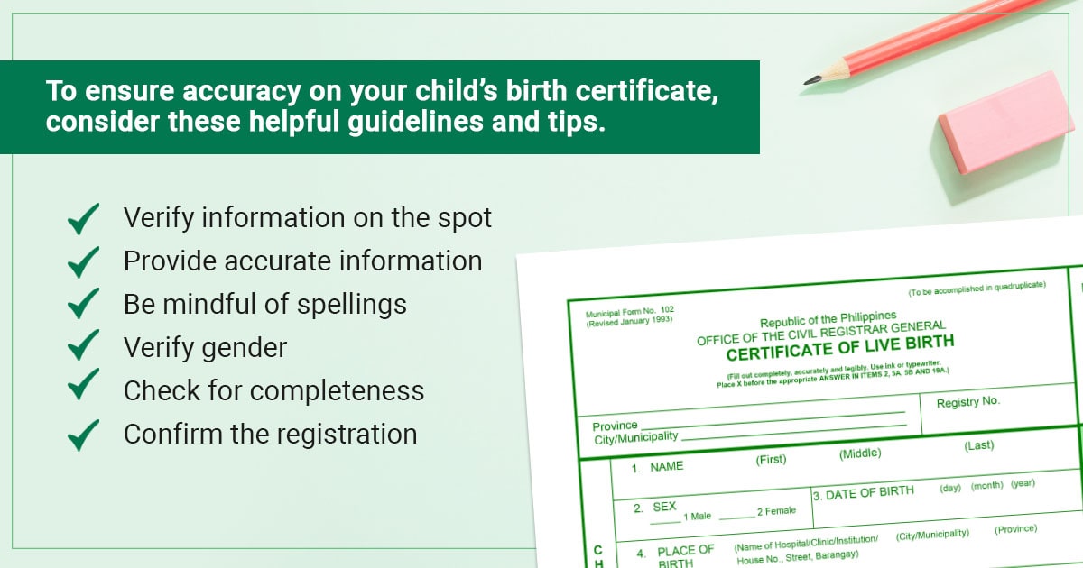 Things to remember when registering your child's birth certificate